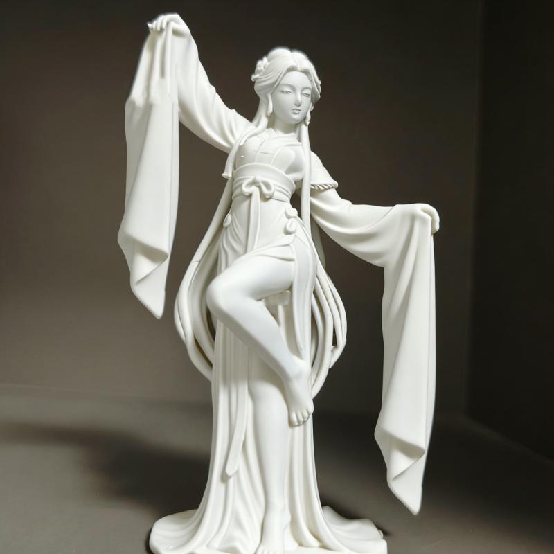 3D Printed Traditional Chinese Water Sleeve Dance Sculpture Mini Dancer Figurine for Desk Decor Small Gift