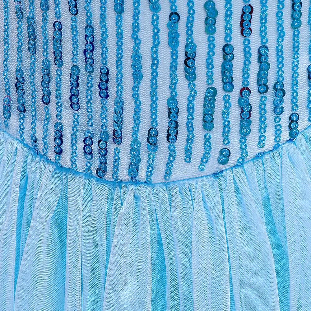 Long Cloak Dress Blue Sequin Dress For Girls Star Christmas Cosplay Princess Party Girls Dress Party Cosplay Costume Dresses