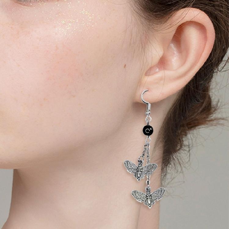 Death Moth Goth Earrings Dark Academia Jewelry Lightweight Zinc Alloy Studs Alternative Fashion Accessories