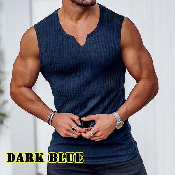 

Новая мужская летняя майка, сплошной цвет, жилет без рукавов, топы для тренажерного зала, одежда для фитнеса и тренировок, спортивная рубашка с v-образным вырезом, майки для тренировки мышц, бодибилдинга 3XL темно-синий