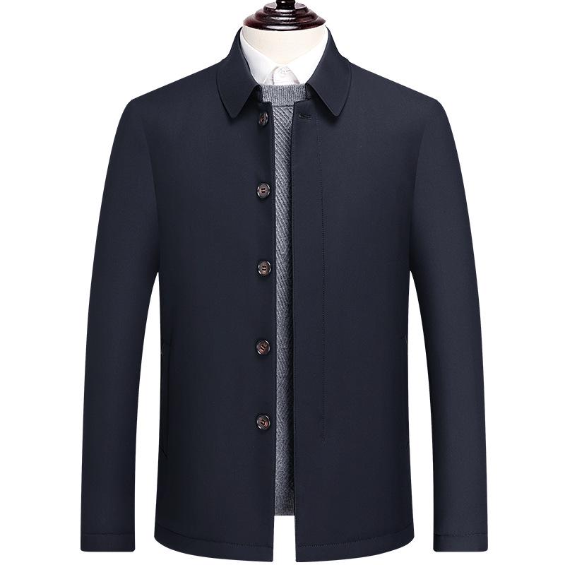 Men's Winter Thick Button-Up Cotton Jacket with Classic Lapel and Wool Filling - Warm, Plus Size Dad's Coat
