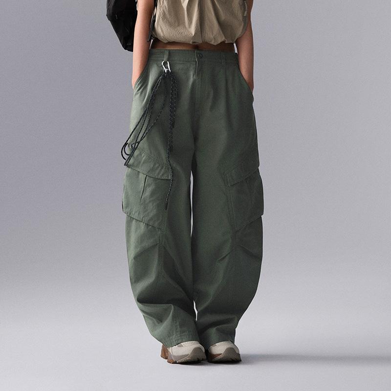 Li Ning CF Pure Color Mid Waist Straight Casual Pants Women bottoms Dark-Green AKXU504-1