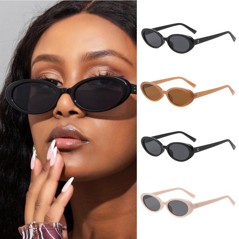 Car Sun Glasses 4set New Black Small Frame Trendy Oval Sunglasses Women Fashion Brand Hot Points Glasses Female Goggle UV400