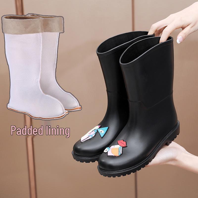 Fashionable Women's Non-slip Mid-calf Waterproof Rubber Rain Boots