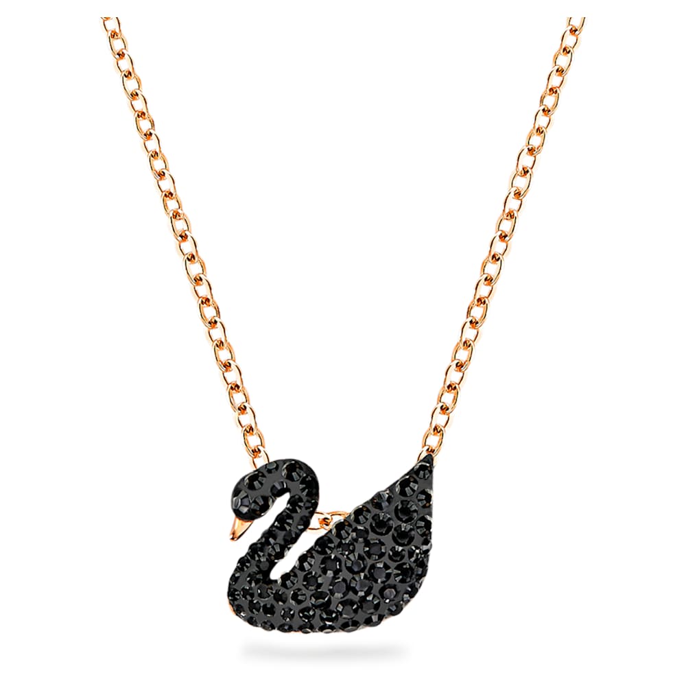 Swarovski Swan pendant Black 18K rose