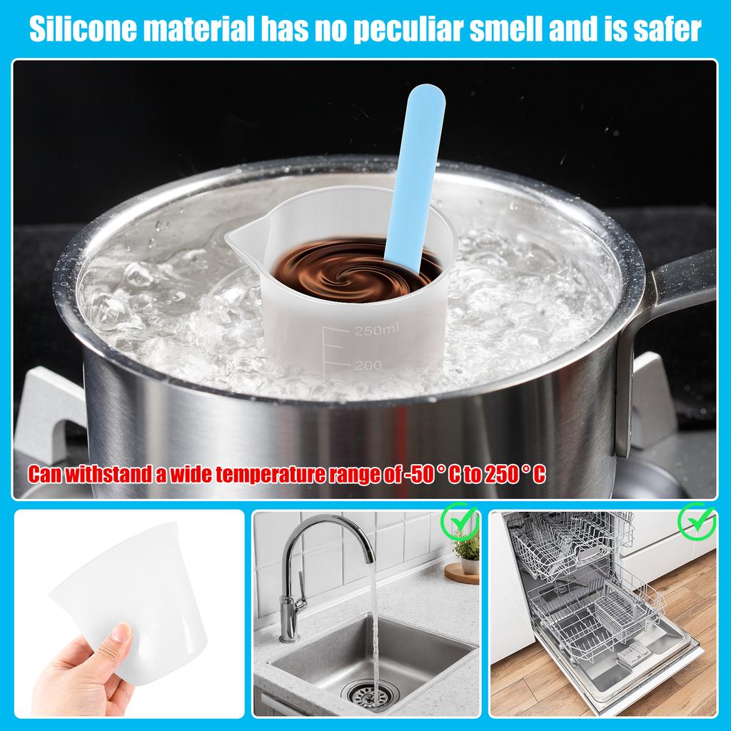 12/20Pcs Silicone Chocolate Melting Cup Set with Jar Spatulas 100/250/350ml Silicone Measuring Cup Baking Tool DIY Chocolate