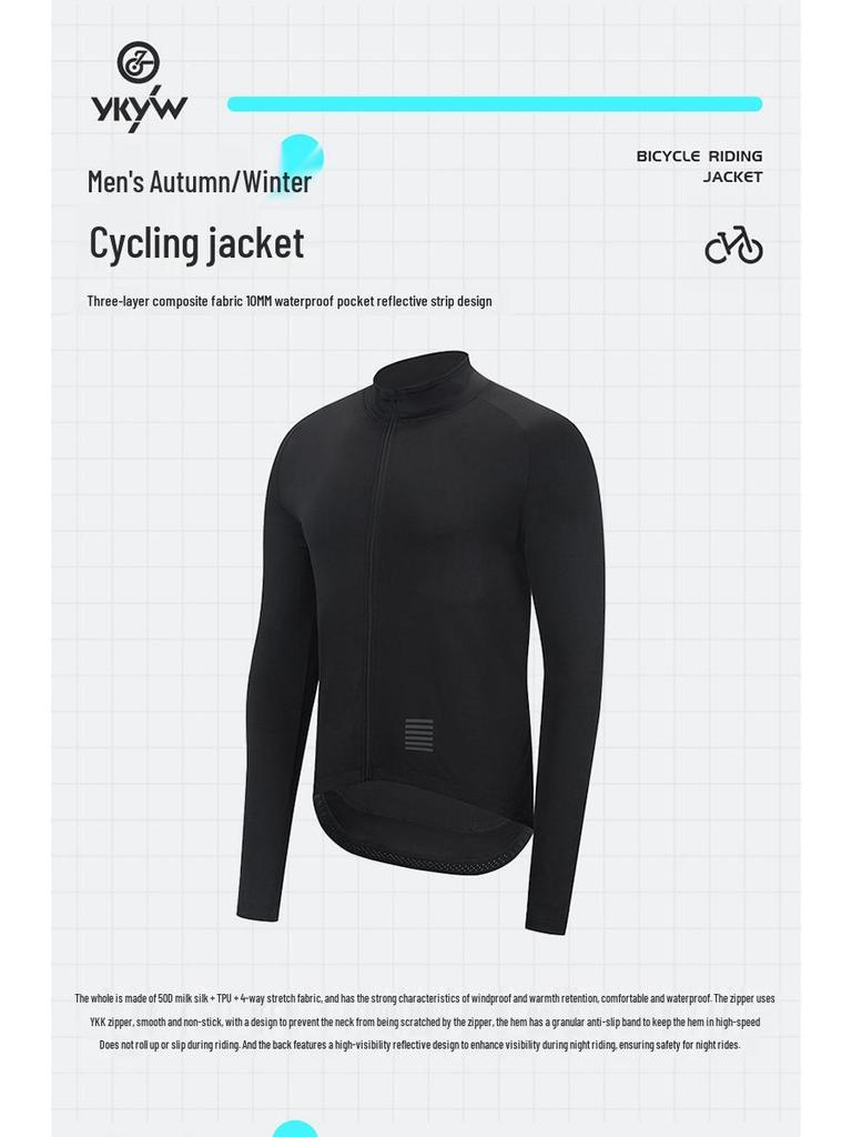 YKYWBIKE Men's Windproof Long Sleeve Mountain Cycling Jersey