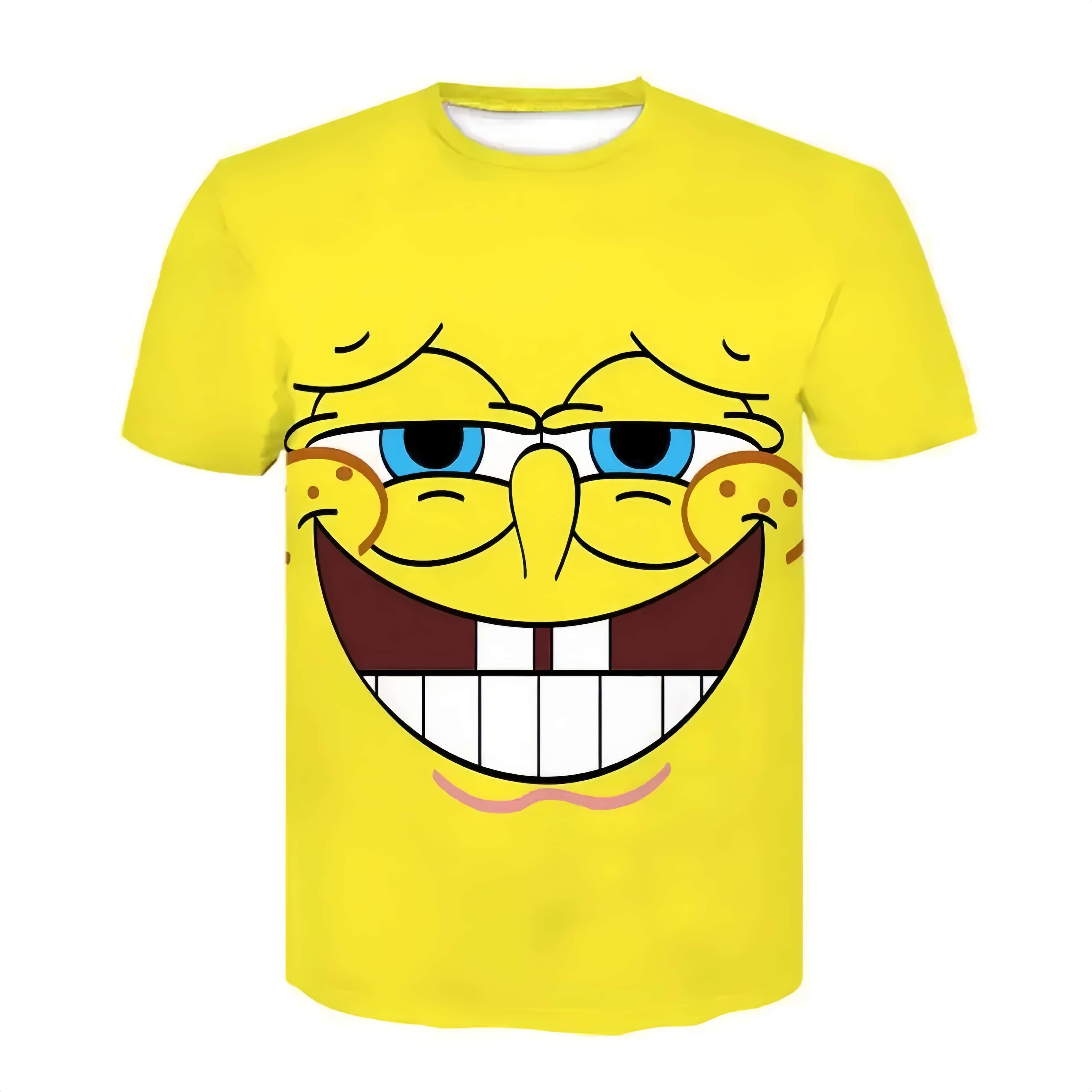 SpongeBob 3D Summer Short Sleeve Harajuku Round Neck Hip Hop Casual Kids T shirts 110