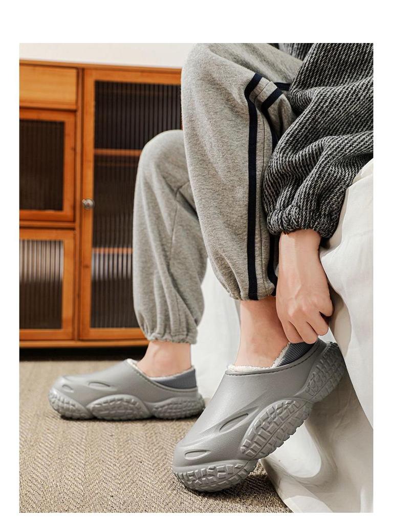 Winter Cotton Slippers: Non-slip, Waterproof, Thick-soled, Warm Velvet, Closed-toe for Men & Women