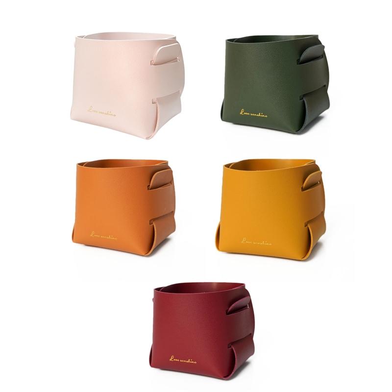 

Collapsible Leather Storage Basket Nordic Sundries Storage Box коричневый