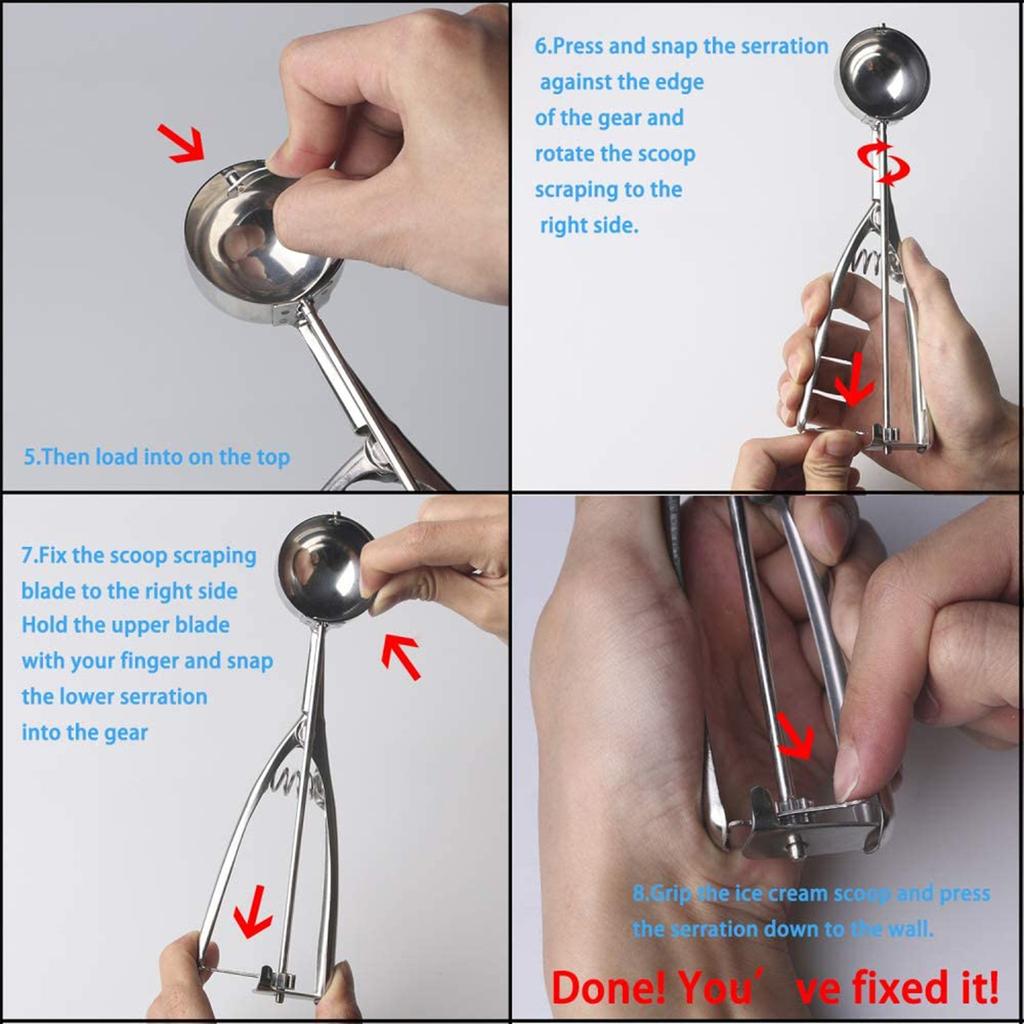 3pc Ice Spoon Stainless Steel Spring Handle Masher Cookie Scoop Ball Digger 4cm/5cm/6cm