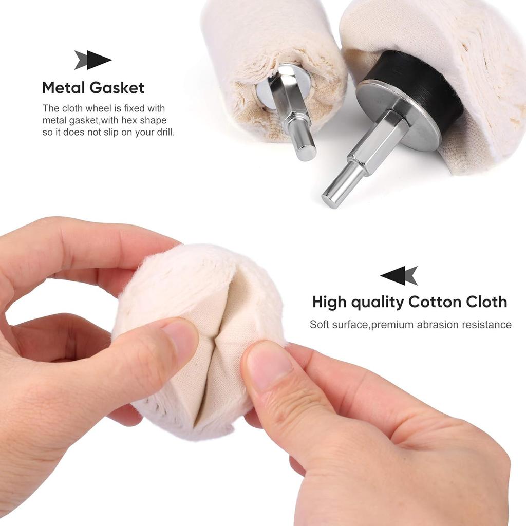 Car Polishing Pads for Drill, 14 PCS Buffing Pad Polishing Wheel Mop Kits with 2 PCS Rouge Compound, Cone/Column/Mushroom/T-Shaped Wheel Grinding Hea