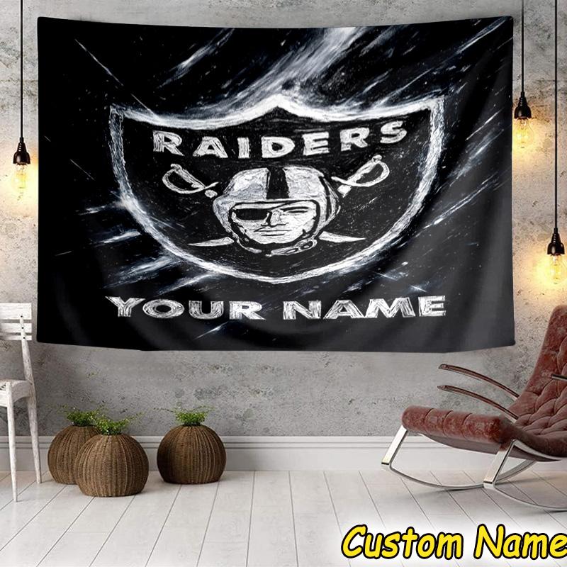 Custom Name Las Vegas Raiders Design Tapestry Room Decoration Wall Hanging for Living Room Bedroom, dormitory, Birthday and Christmas gifts