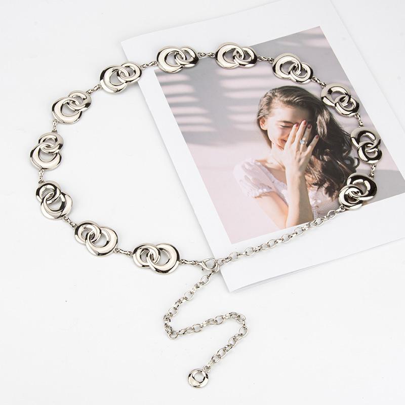 

Женская металлическая двойная поясная цепочка в корейском стиле для платья-костюма с высококачественным минималистичным декоративным ремнем для девушек