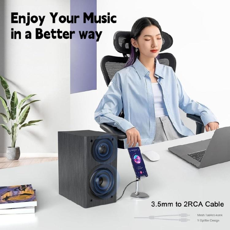 3.5mm To 2RCA Auditory Adapter Cable Cord Flexible For Noise less Signal Transfer Between Devices