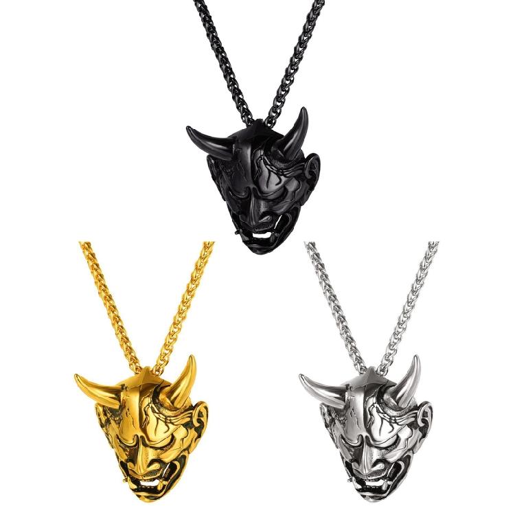 Fangs Demon for Head Pendant Necklace Hip-hop Pendant with Long Chain for Women