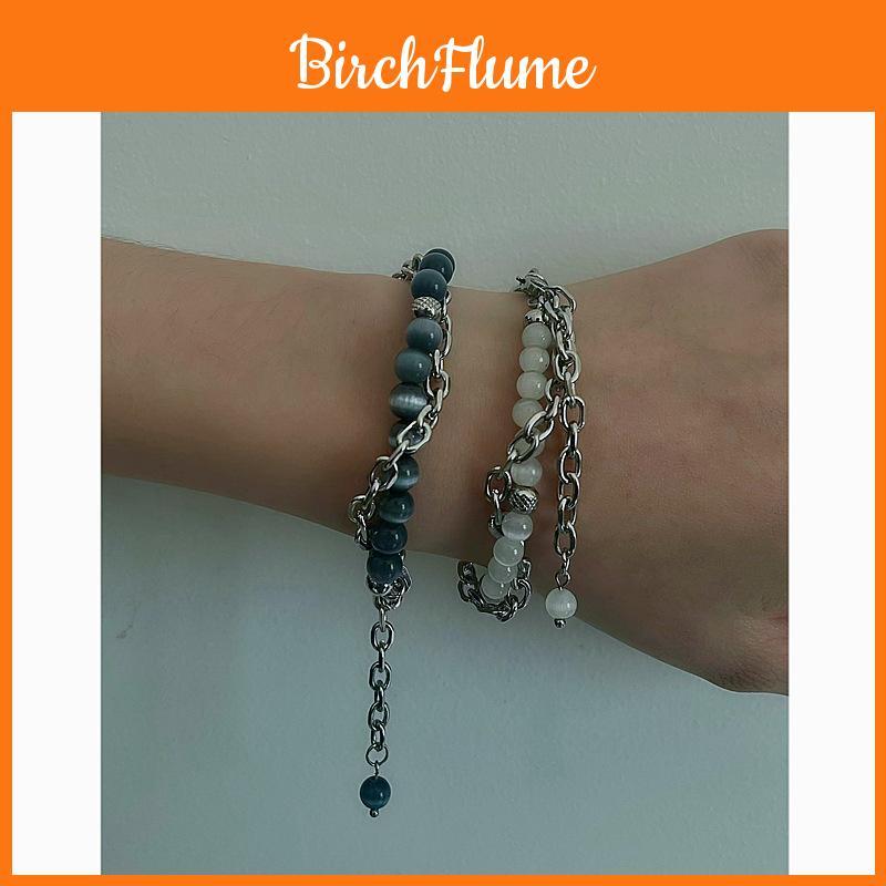 Geometric Cat Eye Stone Couple Bracelet With Handmade Chain For Men And Women