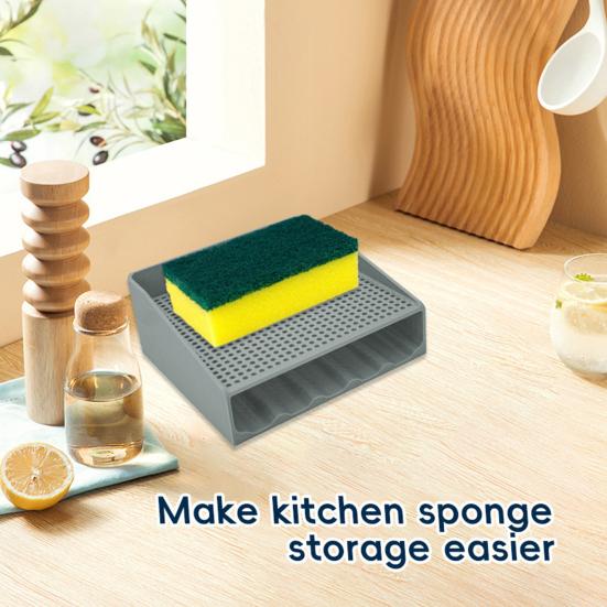 Sponge Holder Double-Layer Sponge Stand No-drill Quick Drying Sponge Rack Sink Organization Sponge Caddy for Kitchen Countertop Bathroom