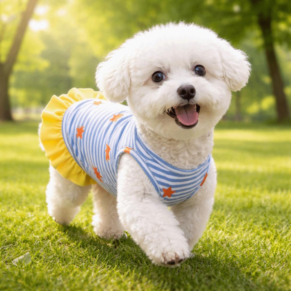 Breathable Dog Vest Skirt Cozy Puppy Sleeveless Clothes Fashion Dog Striped Dress  Daily Walk