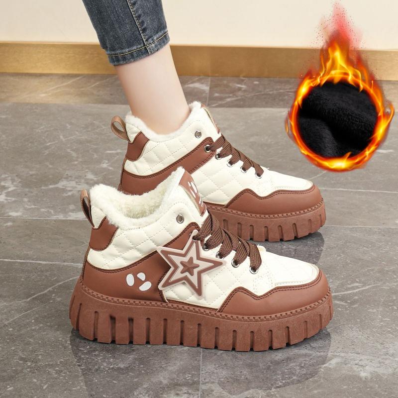 

Зимние женские новые спортивные студенческие плюс бархатные толстые хлопковые туфли на платформе 40 коричневый