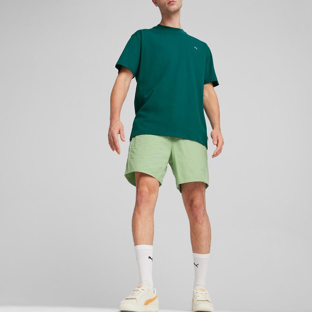 Puma Mmq Logo Bubble Yarn Loose Elastic Waistband Simple Casual Shorts Men Shorts Green 624018-89