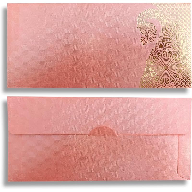 

Accuprints Pack Of 10 Envelopes, Colourful Designer Shagun Lifafa/Money Gift Envelope With Golden Ambi For Gifting Money 18 X 8 cm