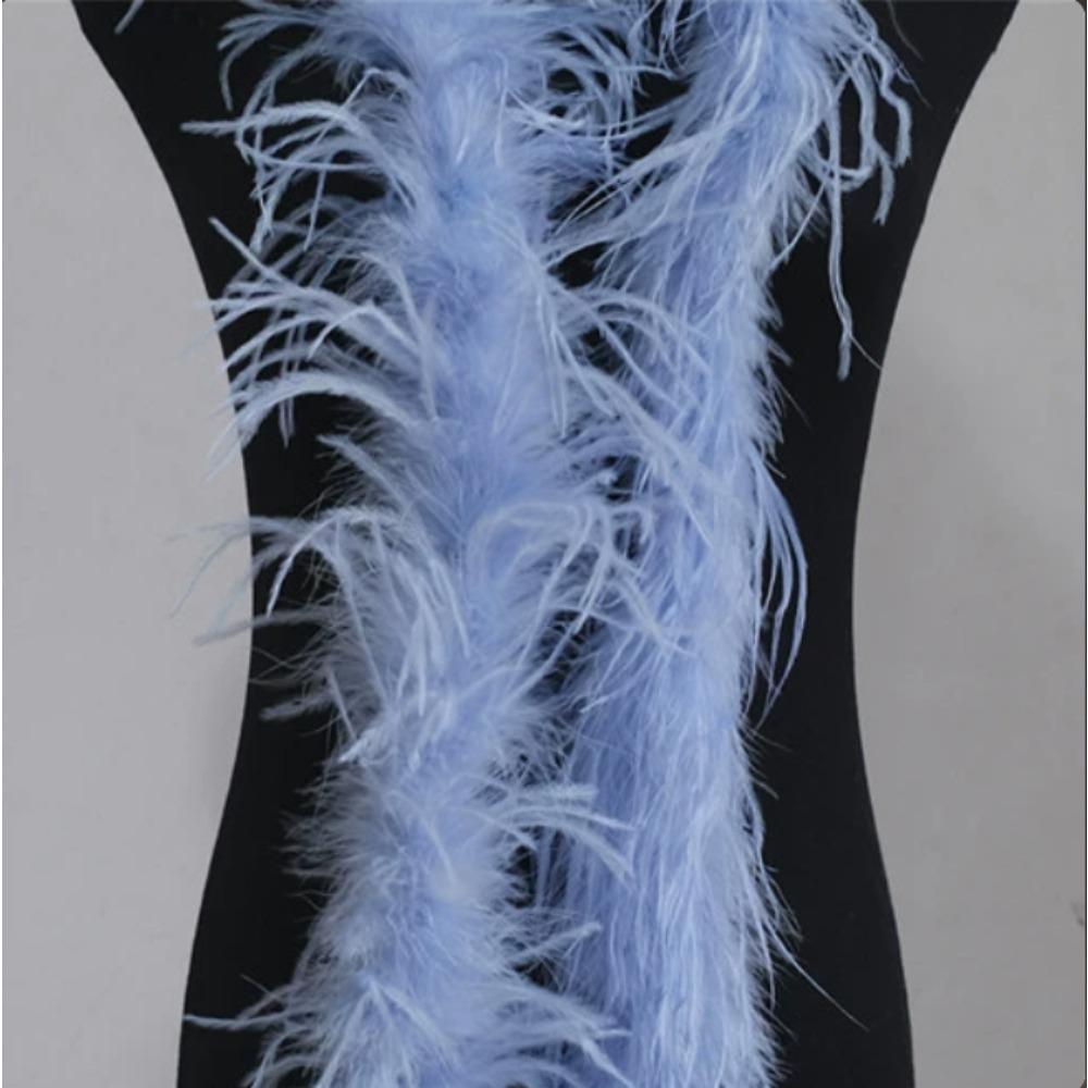 Blue 1PLY Natural Ostrich Feather Boa Fluffy Plume Ribbon Shawl DIY Sewing Trim for Wedding Christmas Party Dress Costume Accessories