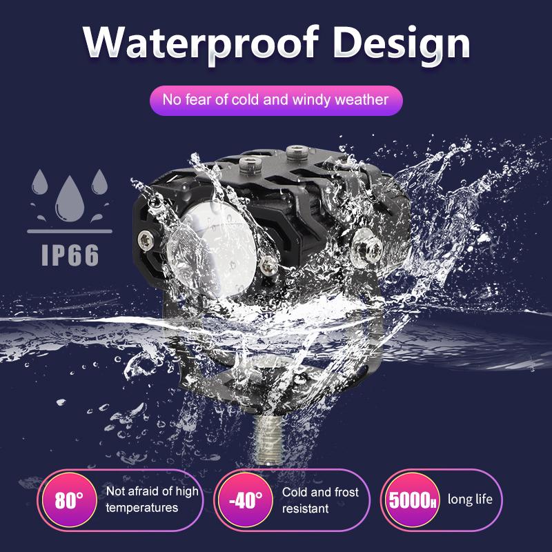 Motorcycle 8000LM Spotlight 6000K Yellow White Dual Color 80W Car Driving Light