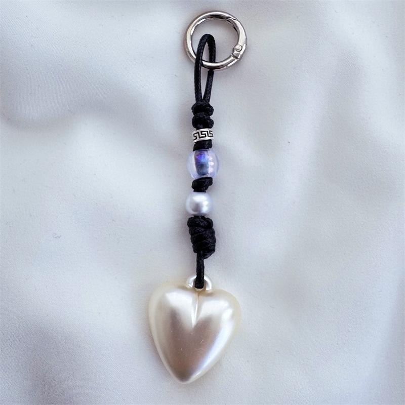 Chinese-style Handmade Phone Charm Love Heart Pendant Simple Beaded Chain Cellphone Lanyard Trendy Women Y2K Accessories A5
