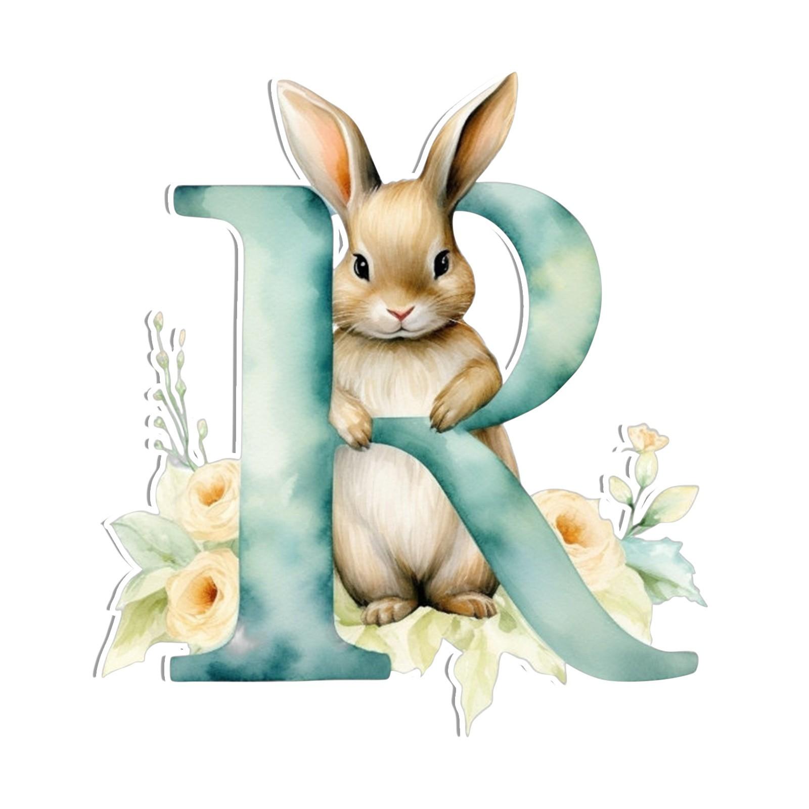 26 Letters Easter Bunny Pendant Acrylic Letter Easter Decoration Pendant