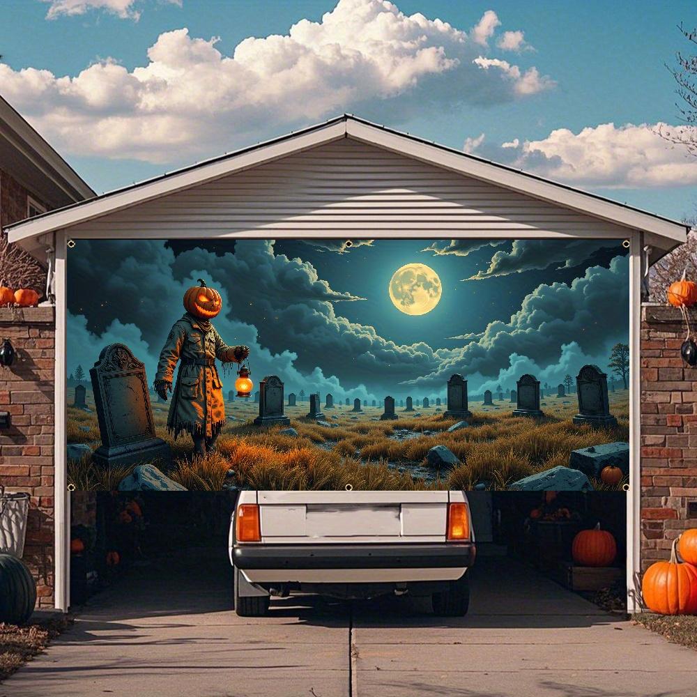 2DFLAT 2D Flat, 2D Door Curtain Banner, 1pc Extra Large Halloween Garage Door Cover Banner, Vibrant And Durable, Yzb