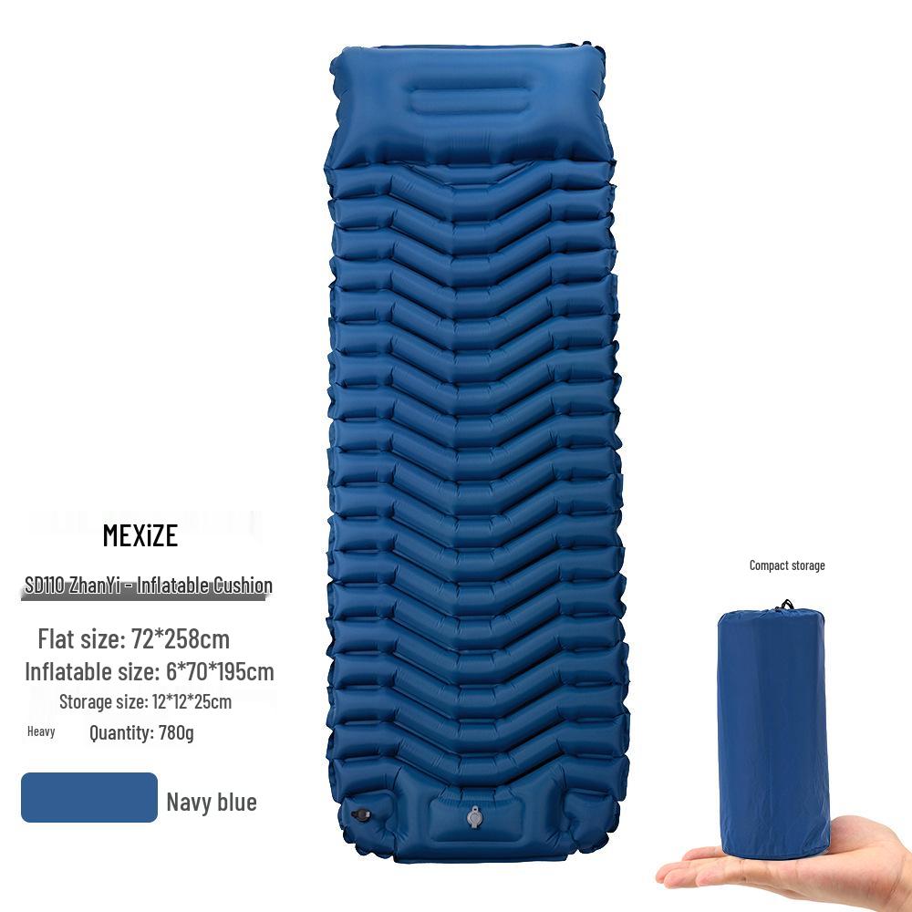 Portable Outdoor Inflatable Camping Mattress - Nylon TPU, Automatic Foot Pad, Moisture-Proof Mat 195x70x10 cm