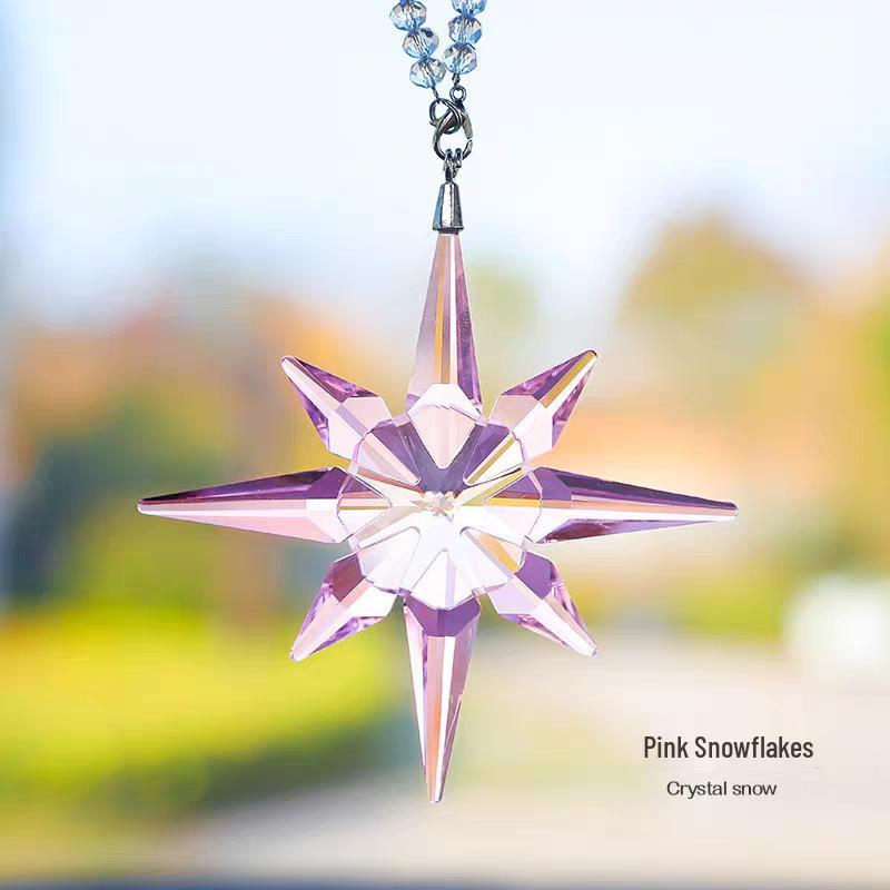 Goddess Style Crystal Snowflake Car Mirror Pendant - High-End Interior Ornament