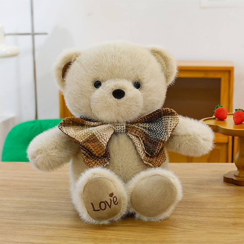 Big Bow Tie Teddy Bear Plush Toy Girl Birthday Gift Bay Window Ornament Home Throw Pillow Ring Gift