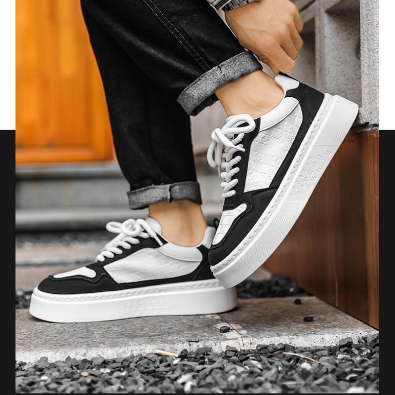 Men's Breathable White Sneakers Lightweight Lace-Up Casual Athletic Shoes Trendy Versatile Comfort Footwear for Students & Youth