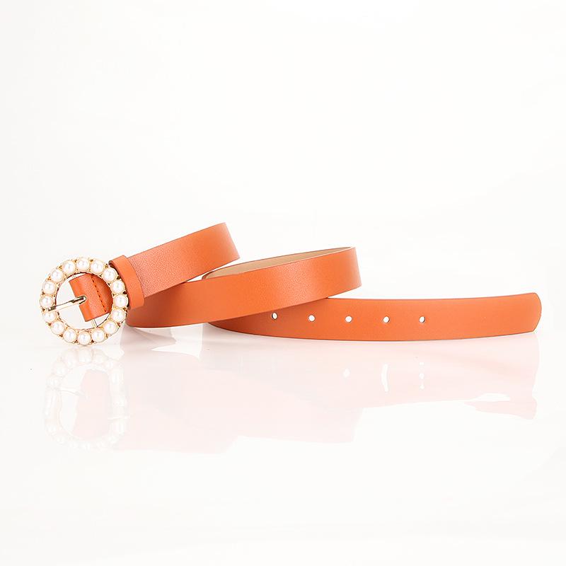 Stylish Women's Belts with Round Pearl Pin Buckle: Elegant, Trendy, and Sophisticated
