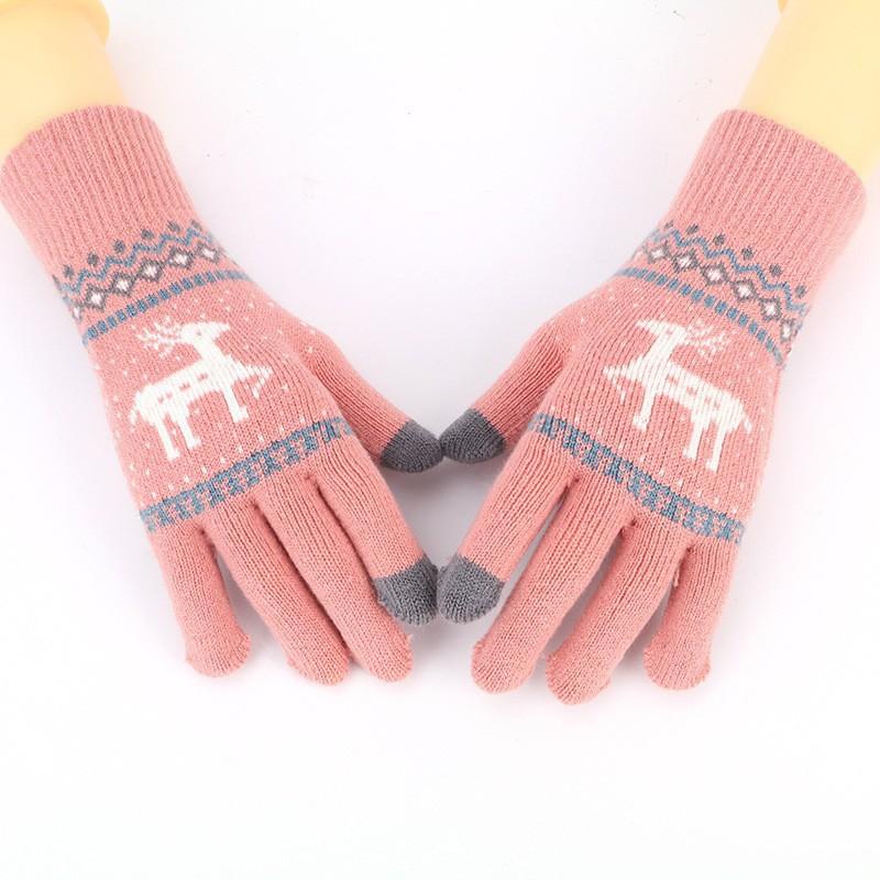 Winter new plush gloves cycling knitted gloves autumn and winter girls cute cold touch screen student warm gloves