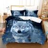 3D vlčí vzor Povlak na přikrývku Sada ložního prádla Povlak na přikrývku Povlak na polštář 2 nebo 3 manželská postel Jednolůžko v plné velikosti Měkký omyvatelný zip Domácí dekorace
