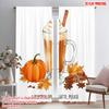 2pcs 2D Flat Printing Curtain Pumpkin Spiced Latte Please Polyester Without Electricity Holiday Decorations for Outdoor and Home