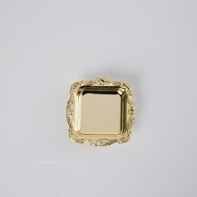 

Мини Золотой Поднос для Хранения Серебряная Тарелка для Торта и Фруктов Подставка для Ювелирных Изделий Пластиковый Поднос Миниатюры Праздничная Тарелка для Домашнего Декора Соусница