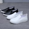  zapatos de mujer women cute round toe white pu leather spring slip on anti skid loafers lady school black shoes ab304