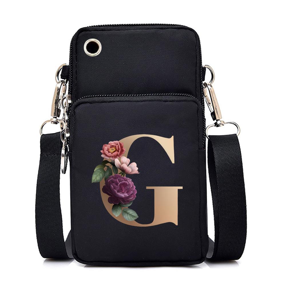26 letter printed change bag, mobile phone bag to map, light to carry multi-function messenger bag