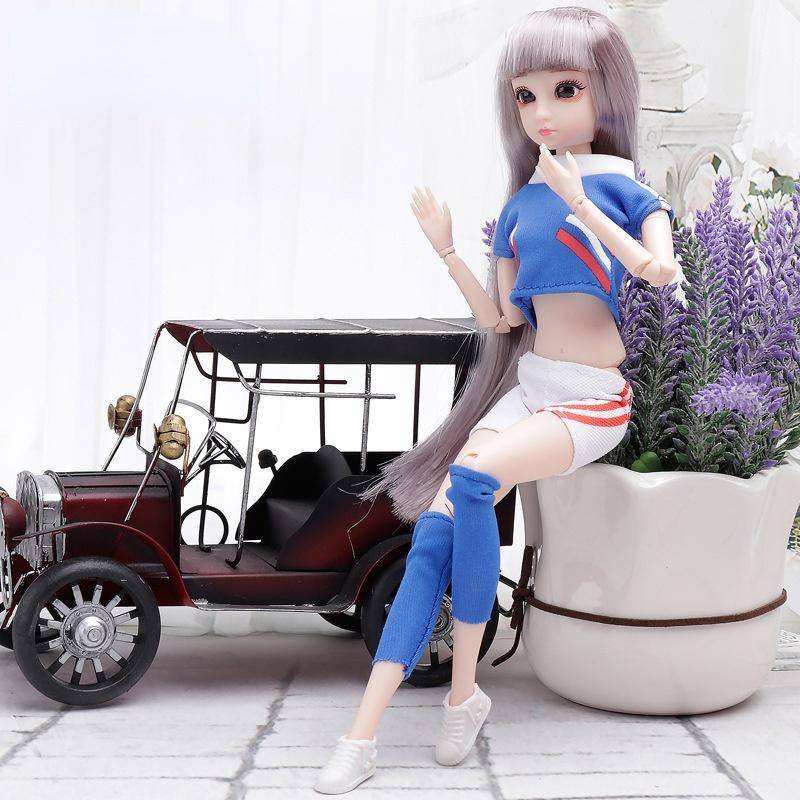 30CM Mini Bewegliche 20 Gelenk Puppe Mädchen Spielzeug 3D Große Augen BJD Prinzessin Volle Outfits Kleider Sammlung Kinder puppe Geschenk