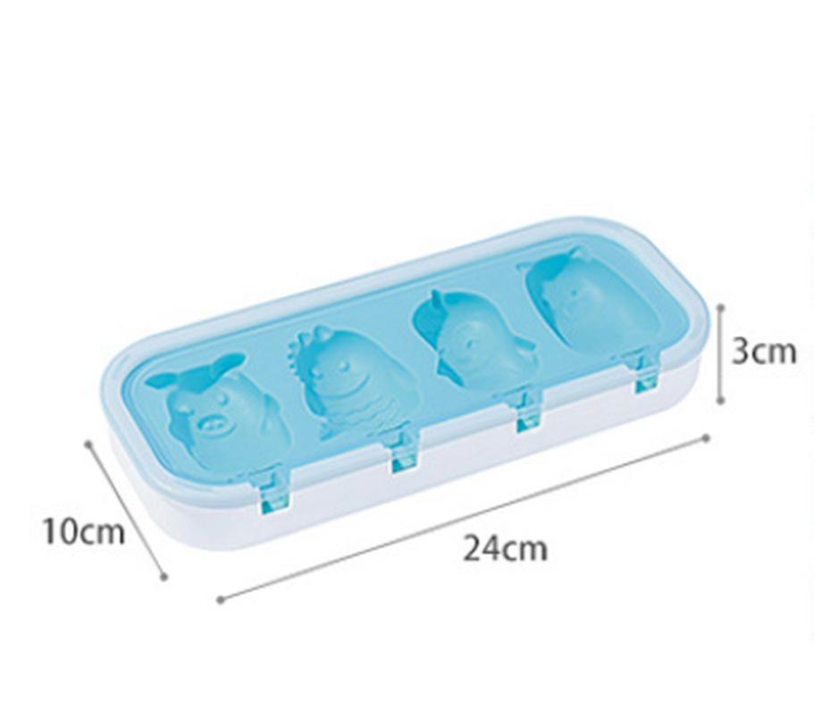 Formă din silicon pentru înghețată cu 4 celule Mucegai pentru ghiocete de vară Mașină pentru gheață Suc de fructe Congelator Tavă cu gheață Mucegai pentru gătit pentru prăjituri Instrumente de coacere