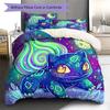 Bulbasaur Pattern Bedding Quilt Set Quilt Cover Pillowcase Home Decoration Birthday Gift (1 * duvet cover + 2 * pillowcase, without core)