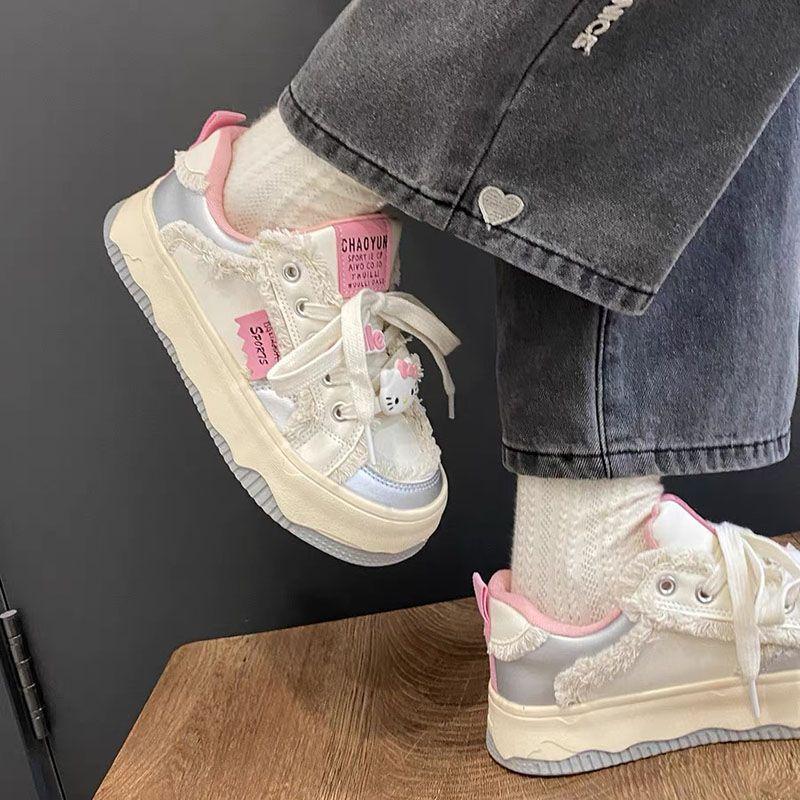 Guochao Niche Original Kitty Cat Big Head Shoes Women's Shoes 2025 New Spring and Autumn Platform Versatile White Shoes Children