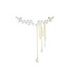 Pearl tassel asymmetrical earbone clip integrated earrings personality temperament fashion earrings sterling silver