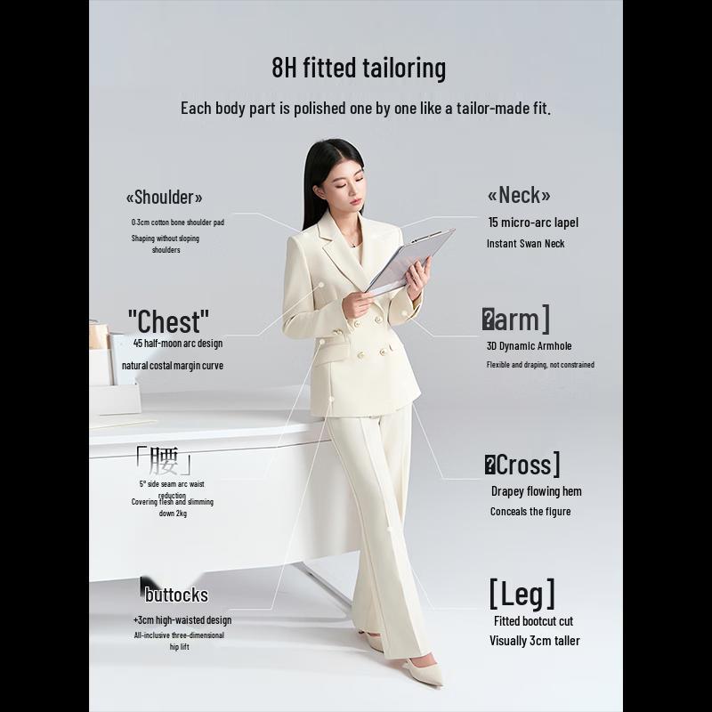 Women's Professional Double-Breasted Suit Jacket