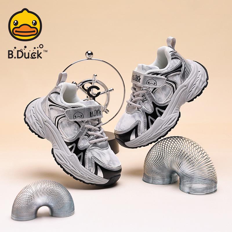 

Little Yellow Duck Kids Breathable Mesh Sneakers - Non-Slip, Stylish Running Shoes for Boys, Size 25, Perfect for Outdoor Autumn Adventures. 27 серебряный/чёрный