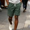 Pantaloncini Casual da Uomo con Coulisse in Vita in Tessuto a Coste Vestibilità Rilassata Lunghezza Interna Cinque Pollici Pantaloni Corti con Etichetta